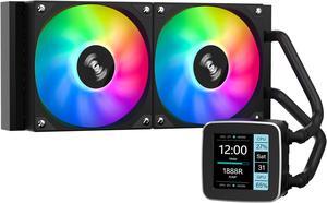 SAMA LD 240mm AIO - CPU Liquid Cooler - Customizable 2.8" Square LCD Display for Images - 3x120mm CPU Cooler ARGB PWM Fan for Intel: LGA775,115X,1366,1200,1700 AMD:AM5,AM4 - Black