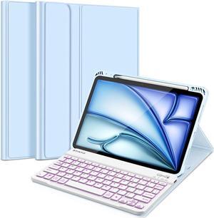 Fintie Keyboard Case for iPad Air 11-inch M3 (2025) / M2 (2024), iPad Air 5th (2022) / 4th Generation 10.9 Inch - Soft TPU Cover w/Magnetically Detachable Bluetooth Keyboard, Backlight/Blue