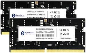 ByteFest DDR5 RAM 64GB (2x32GB) 5600MHz PC5-44800 CL46 1.1V SODIMM 262-Pin Laptop/Notebook RAM Memory Modules