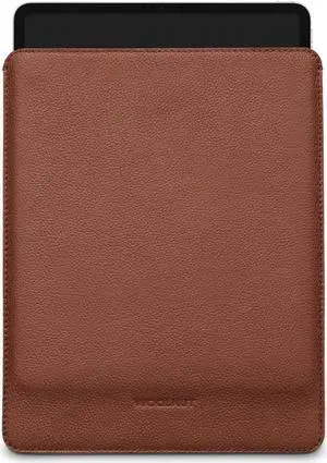 WOOLNUT Leather Sleeve Cover Case for iPad Pro 13 Inch & iPad Air 13 Inch - Cognac Brown, Full-Grain Leather, Wool Felt Interior, Charge in Sleeve, Slim & Minimalist Design