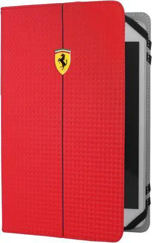 FERRARI Universal Formula 1 7-8" Carbon Booktype Tablet Flip case with Embossed Logo - Red/Black Line