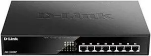 D-Link DGS-1008MP 8-Port Gigabit Unmanaged Metal Desktop Switch with 8 PoE+ Port - Up to 30 W per Port with 125 W PoE Budget