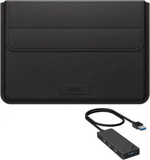 INVZI Laptop Sleeve Case 14 Inches and USB 3.0 Hub 4-Port for Laptops, Compatible for MacBook Pro 14 2021 2022 M1 Pro/Max, Compact Design with Invisible Stand