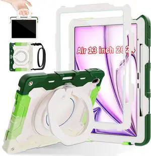 ROISKIN for iPad Air 13 Inch Case (M3 2025/M2 2024) for Kids with HD Screen Protector, 360 Kickstand,Handle, Shoulder Strap, Pen Holder, Rugged Heavy Duty Military Drop Protection Case for iPad Air 13