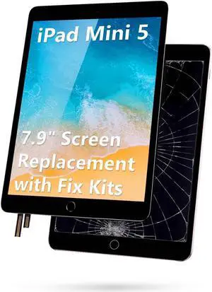 LHM for iPad Mini 5 Generation (2019) 7.9" LCD Screen Replacement Display Touch Glass Digitizer Assembly LED Backlit LCD Panel (Model: A2133 A2125 A2126 A2124) with Repair Kits (Black)