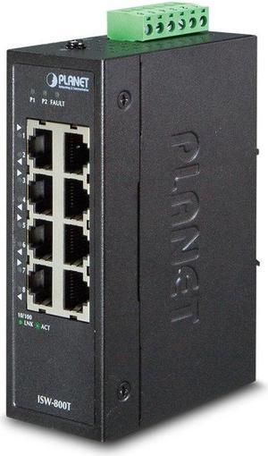 PLANET ISW-800T IP30 Compact Size 8-Port 10/100TX Industrial Fast Ethernet Switch (-40~75 degrees C)