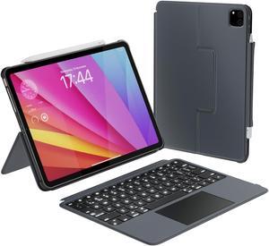 Macally iPad Pro 11 Inch M4 Case with Keyboard (2024 Gen 7) - Detachable Backlit Keyboard with Trackpad, Multi-View Stand, Apple Pencil Holder - iPad Pro Keyboard Case 11 Inch
