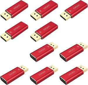 UVOOI 4K DisplayPort to HDMI Adapter 10-Pack, DP (Display Port) to HDMI Converter Aluminum Shell Display Port Male to HDMI Female Connector - Red