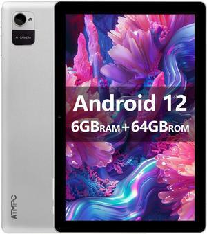 ATMPC 10 inch Tablet, Android 12 Tablet, 6GB (2+4 Expand) RAM 64GB ROM, 512GB Expandable, Quad-Core Processor, 1280x800 IPS HD Touch Screen Tablets, WiFi 6, Dual Camera, BT 5.2, 6000mAh Battery