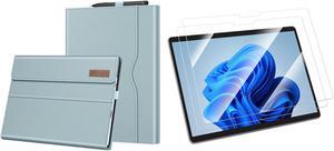 Fintie Case for 13 Inch Microsoft Surface Pro 11 / Pro 10 / Pro 9 - Multiple Angle Viewing Portfolio Business Cover with Pocket + Tempered Glass Screen Protector for Microsoft Surface Pro 11/10/9/8/X