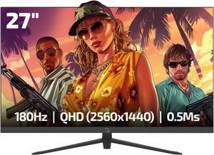 GAMEPOWER Sonic T80 27 Inch 180Hz, 2K 2560x1440 QHD, 0.5ms Flat Fast IPS, HDR 400, Adaptive Sync, Frameless, Blue Light Filter, Speakers, HDMI 2.0 DP 1.4, 126% sRGB, RGB Gaming Monitor