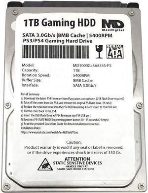 MaxDigitalData (MD1000GLSA854-PS) 1TB 5400RPM 8MB Cache (9.5mm) SATA 3.0Gb/s 2.5" Gaming Hard Drive (for PS3/PS4) - 2 Year Warranty