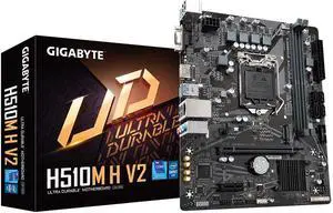 Gigabyte H510M H V2 Ultra Durable Intel 1200 Socket Motherboard, Micro-ATX, 2x DDR4 Slots, 1x M.2 Socket, GbE LAN, 1x D-Sub / 1x HDMI Port