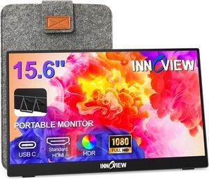 InnoView Portable Monitor 15.6" 1080P Portable Monitor for Laptop with Protective Sleeve Built-in 90deg Adjustable Stand USB C HDMI Ultra-Slim Portable Laptop Monitor for MacBook Phone PS Xbox Switch