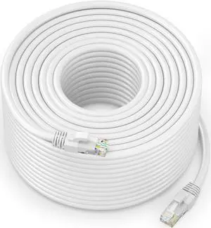 Maximm Ethernet Cable 300 ft CAT6 High Speed Internet Network LAN Cable Cord, Outdoor Waterproof (White)