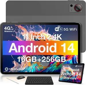 DOOGEE T30STablet 11'' Android 14 16GB+256GB/1TB TF Octa-Core, 2.4K Display, 8580mAh, 4G-LTE Android Tablets, Bluetooth 5.0+2.4G/5G WiFi, Tablets with Pen, Keyboard