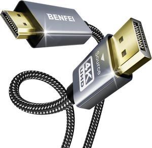 BENFEI 5 Pack 4K DisplayPort to HDMI 6 Feet Cable[Aluminum Shell, Nylon Braided], Uni-Directional DP 1.2 Computer to HDMI 1.4 Screen Cable Compatible with HP, ThinkPad, AMD, NVIDIA, Desktop