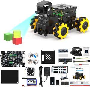 Yahboom AI Vision Robot Raspberry Pi 5 Car with 2DOF HD Camera Mecanum Wheels Support Python Progamming Open Source DIY Robot Kit for 16+ Teens with Raspberry Pi 5 8GB (Without RPi)