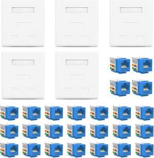 VCELINK RJ45 Surface Mount Box Shielded 2-Port with RJ45 Cat6 Keystone Jacks Slim Profile UL-Listed 25-Pack