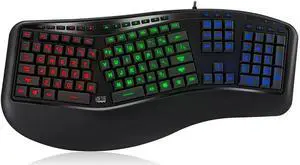 Adesso Tru-Form 150 3-Color Illuminated USB Ergonomic Keyboard AKB-150EB