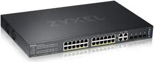 ZyXEL 24-Port Gigabit Ethernet Layer 2 Managed PoE+ Switch with 375 Watt Budget and 4 Gigabit Combo Ports and Hybrid Cloud Mode [GS2220-28HP]