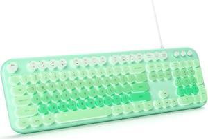 Wired Keyboard with Backlit, Light Up Computer Keyboards with Multimedia Keys, Full Size Wired Keyboard With Illuminated LED, Plug and Play, Anti-Wear Letters for Laptop, Desktop- Green Colorful