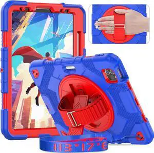 Timecity for iPad Air 5th/ 4th Generation Case 10.9 inch, for iPad Pro 11 inch Case: with Strong Protection, Screen Protector, Hand Strap, Shoulder Strap, 360deg Rotating Stand - Dark Blue