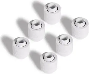 Alphacool Eiszapfen G1/4" to 10mm ID, 13mm OD Compression Fitting for Soft Tubing, White, 6-Pack