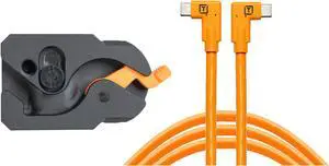 TetherGuard LeverLock & Cable Kit, Dual USB-C Right Angle to USB-C, 15' (4.6m), High Vis. Orange