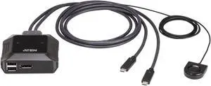 ATEN US3312 2-Port 4K DisplayPort USB-C Cable KVM Switch with Remote Port Selector