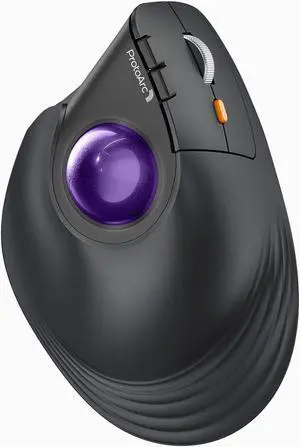 ProtoArc Vertical Wireless Trackball, EM05 NL Bluetooth Ergonomic Rollerball, Rechargeable Computer Laptop Thumb Mouse, 3 Device Connection, Compatible with iPad, Mac, Windows, PC - Purple