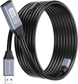 BlueRigger USB Extension Cable (50FT/15M, Long Active USB2.0 Extender, Male to Female Repeater, Data Transfer Cord)- for Game Consoles, Printer, Camera, Keyboard, Hard Drives