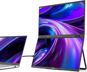 SideTrak Solo Book 15.6" Foldable Dual Screen Portable Monitor with Protective Sleeve | Stacked FHD Laptop Screen Extender, 360deg Rotation, USB-C & HDMI, Mac, PC, Chromebook Compatible