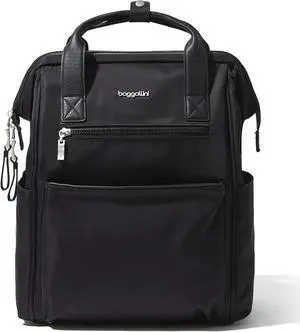 Baggallini Soho Backpack - Travel Laptop Backpack for Women - Lightweight Water-Resistant Luggage Bag, Black