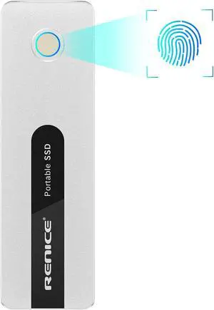 RENICE 512GB External SSD-Up to 1000MB/s,USB 3.2 Gen2 External Solid State Drive -Fingerprint encryption Portable SSD-for Mac Android TabletSmartPhone