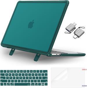 MOSISO Compatible with MacBook Pro 13 inch Case M2 2025-2016 A2338 M1 A2251 A2289 A2159 A1989 A1708 A1706, Heavy Duty Plastic Hard Case with Kickstand&Keyboard Skin&Screen Film&Type C, Teal Green