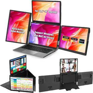 Laptop Screen Extender -Quad Monitor Laptop Extender Portable Plug & Play 3 Screens 13.3" 1920x1200 IPS 16:10 USB 3.0 for Laptop 11.6"-16" Compatible with Windows M1/M2/M3 Mac OS
