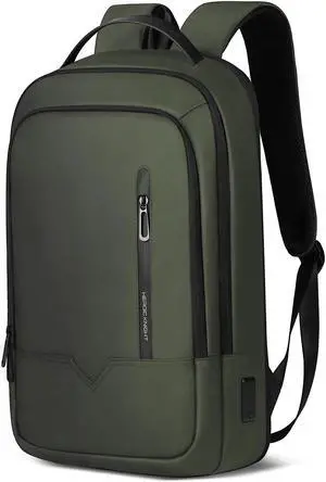 hk Laptop Backpack for Men Expandable Smart Business Backpack with USB Charging Port Water Resistant Anti-theft Lightweight 15.6 Inch Computer Laptop Bag for Office College Commute Travel Work-Green