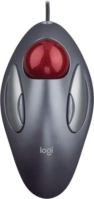 Logitech Trackman Marble Trackball - Wired USB Ergonomic Mouse for Computers, with 4 Programmable Buttons, Dark Gray