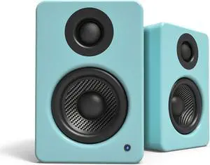 Kanto YU2GT PC Gaming Desktop Speakers | 3" Composite Drivers | 3/4" Silk Dome Tweeter | Class D Amplifier | 100 Watts | Built-in USB DAC | Subwoofer Output | Pair | Gloss Teal