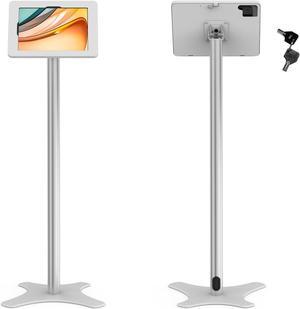 Beelta Tablet Floor Stand, Anti-Theft, Rotate Lockable Metal Tablet Enclosure+Aluminum Pole+Metal Base, Compatible with iPad 10th, iPad Pro 11" 1 2 3 4, iPad Air 4 5, iPad Air 11"-BSF302WA