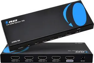 OREI 1 in 4 Out HDMI Splitter, 4K @ 60Hz 2.0 HDMI Splitter 2 Ports with Full Ultra HDCP 2.2, 18 Gbps & 3D Supports EDID Control