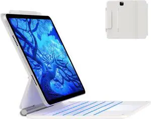 typecase Edge Keyboard Case for iPad Air 11-inch(M3/M2, 2025/2024), iPad Pro 11-inch(4th/3rd/2nd/1st Gen) & iPad Air 10.9-inch 5/4th Gen, Multi-Touch Trackpad, 11-Color Backlight, White