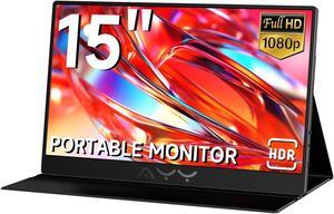 AYY Portable Monitor for Laptop 15 Inch, FHD 1080P USB-C HDMI Travel Monitor External for Computer, Second Display HDR IPS Gaming Extender for PC MAC Phone PS4/5 Xbox Switch, Built-in Speakers