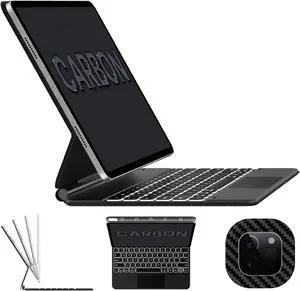 typecase Keyboard Case for iPad Air 13(M3 2025 / M2 2024) and iPad Pro 12.9(6th/5th//4th/3rd Gen,Magic Keyboard with 11-Colors Backlight,Built-in Trackpad,Function Row,Light & Thin,Carbon Fiber