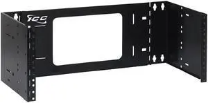 ICC EZ Fold Wall Mount Bracket with Patented 6" Depth Foldable Arms, 4 RMS Network Wall Bracket with Steel Construction, 40 lbs Capacity, Hinged for Easy Access, Single-Pack, Black