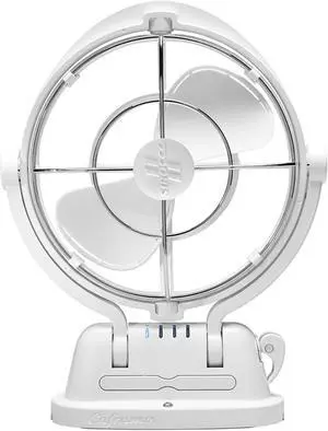 SEEKR Sirocco II(tm) Fan from by Caframo. 12V/24V Auto-Sensing DC, Omnidirectional Low-Power Draw Fan for Boats and RVs. Hardwire Installation Required. Made in Canada. White.