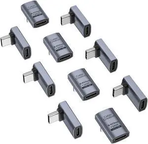 CableCreation 90 Degree USB C Adapter 10 Pack, Right Angle USB C Male to Female Adapter 40Gbps 240W Compatible with Steam Deck, ROG Ally, Switch, Notebook, PC, Tablet, Phone and More, UP Angle