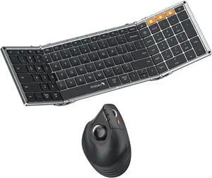 ProtoArc XK01 Foldable Bluetooth Keyboard with Numeric Keypad EM05 NL Vertical Wireless Trackball Mouse