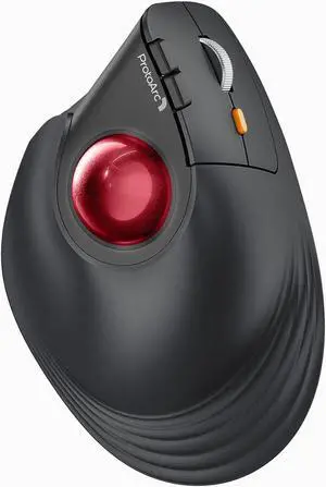 ProtoArc Vertical Wireless Trackball Mouse, EM05 NL Bluetooth Ergonomic Rollerball Mouse Rechargeable Computer Laptop Thumb Mouse, 3 Device Connection, Compatible with iPad, Mac, Windows, PC-Red